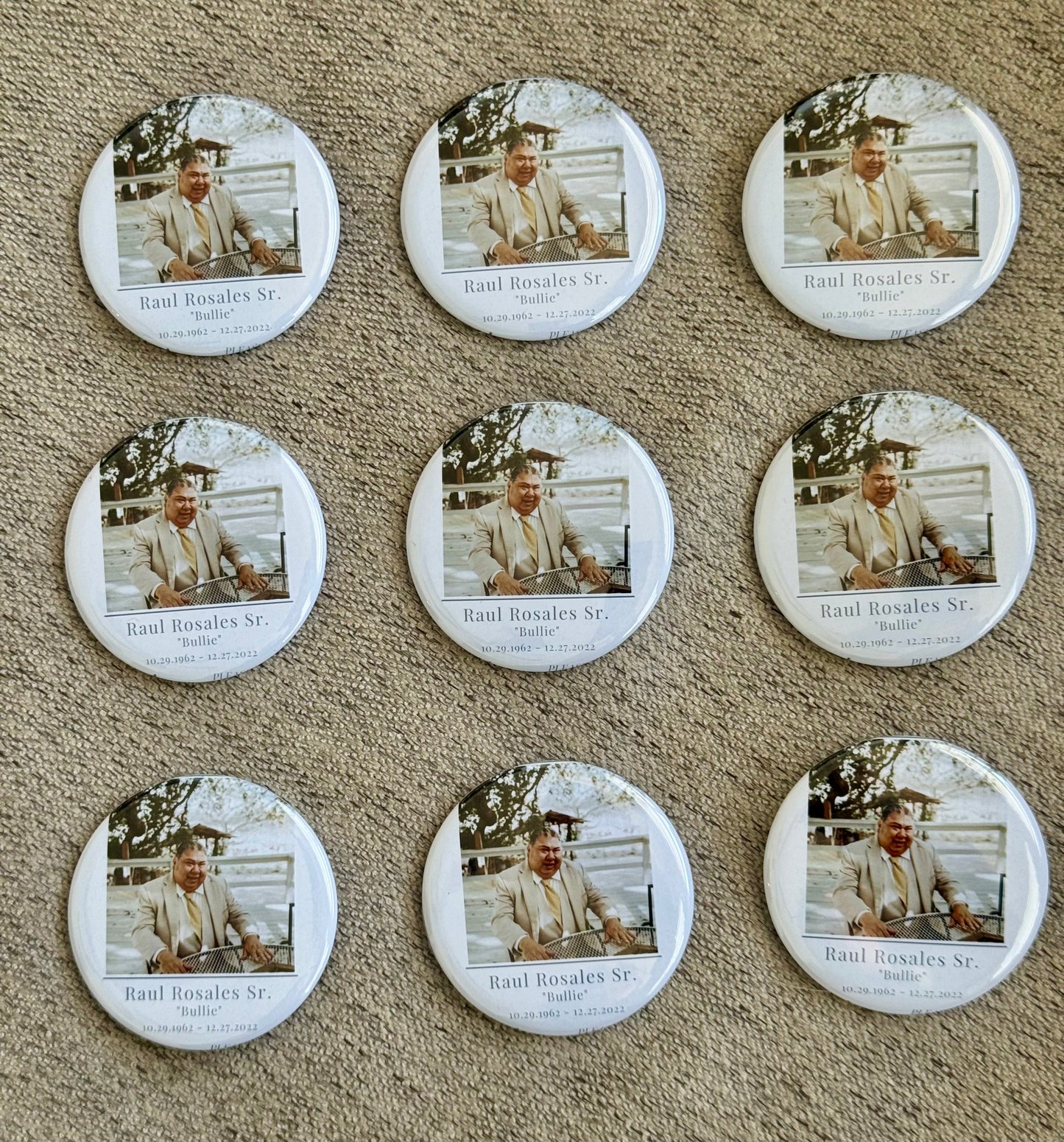 9 Custom 2.25" Round Pin-Back Buttons